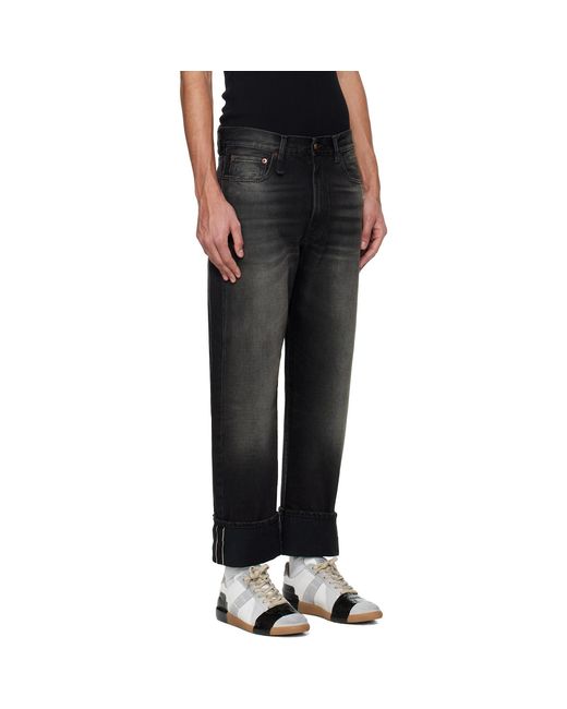 R13 Black Cuffed Boyfriend Jeans for men