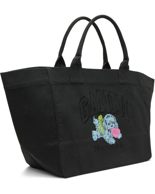 Ganni Black Puppy Xxl Tote