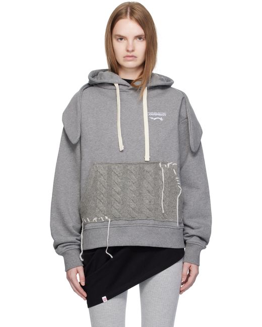 Charles Jeffrey Gray Patch Rabbit Ears Hoodie