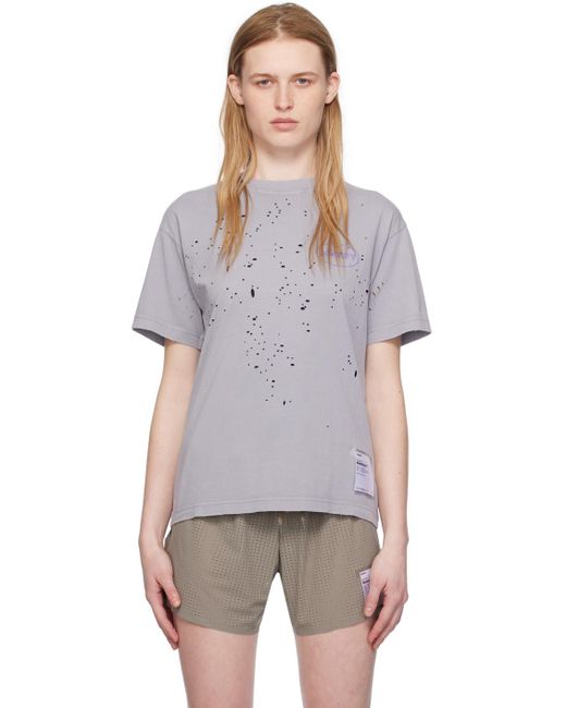 T-shirt gris à perforations Satisfy en coloris Multicolor