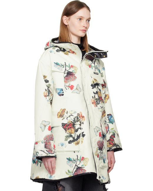 Undercover White Off- Floral Technical Coat