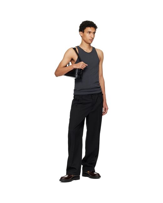Maison Margiela Black Ribbed Tank Top for men