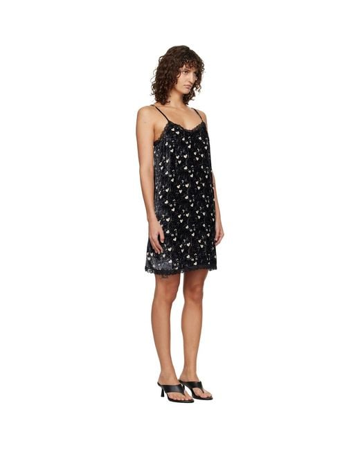 R13 Black Lace Trimmed Slip Midi Dress