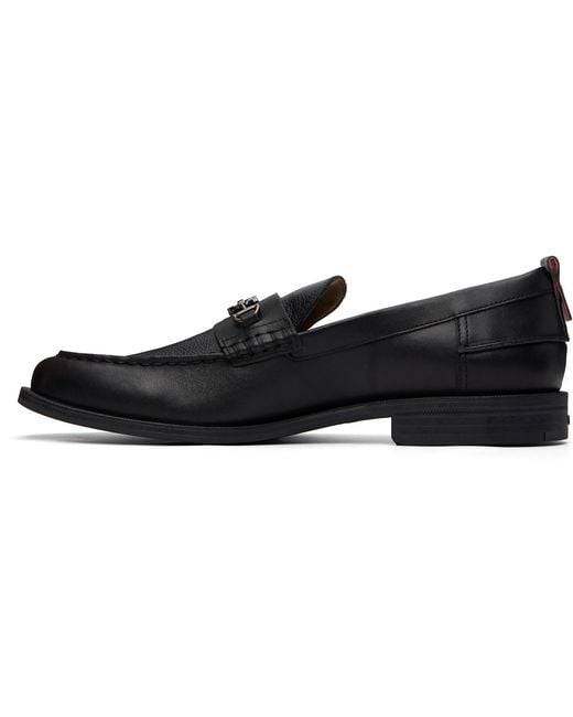 HUGO Black Stacked-Logo Bit Loafers for men