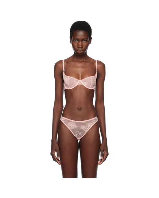 Fleur du Mal Red Bouquet Lace Scooped Balconette Bra