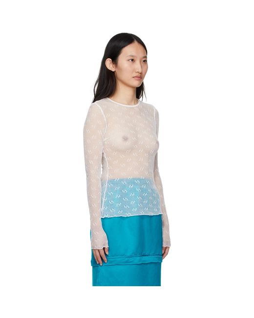 BONBOM Blue Mesh Long Sleeve T-Shirt