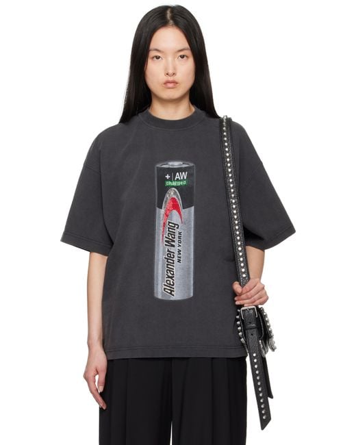Alexander Wang Black Unisex Battery Logo-print Graphic T-shirt