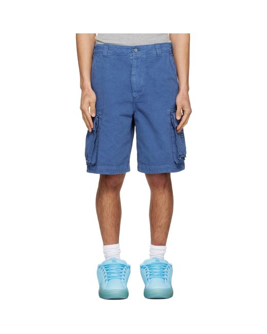 ERL Blue Woven Cargo Shorts for men