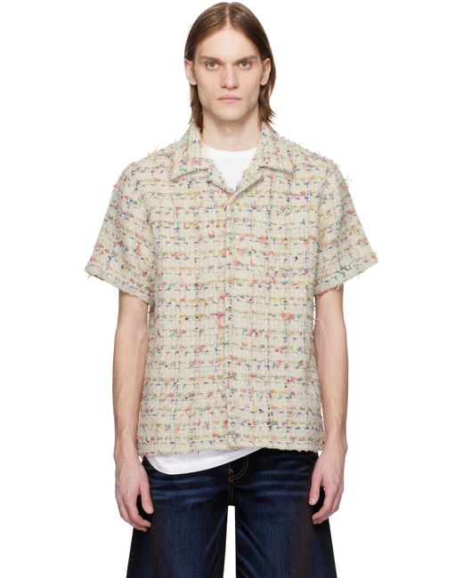 メンズ Cout de la Liberte ベージュ Robbie ウーブン ツイード ボウリングシャツ Natural