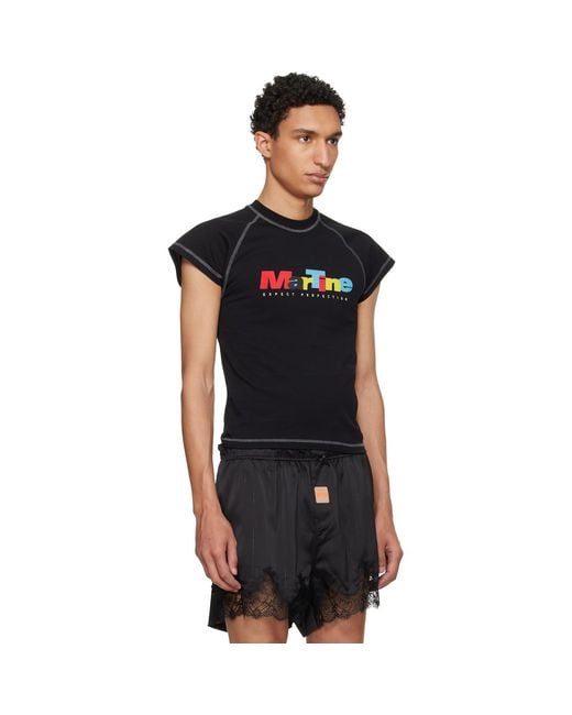 Martine Rose Black Raglan Shrunken T-Shirt for men