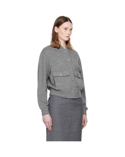 Mackage Gray Juniper-K Brushed Knit Bomber Jacket