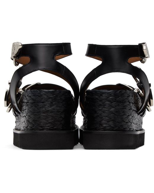 Toga Black Pin-buckle Platform Sandals