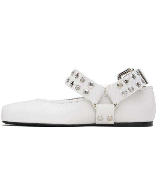 Alaïa White Biker Leather Ballet Flats