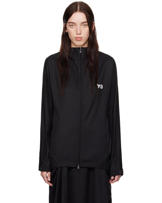 Y-3 Black Refined Wool Hooded 3-Stripes Jacket