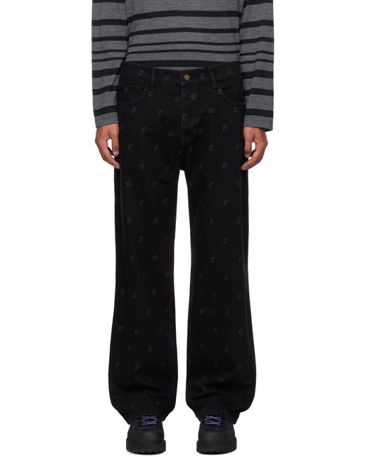 Robyn Lynch Black Laser Etched Eire Motif Jeans for men