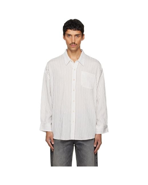 R13 White Drop Neck Shirt for men