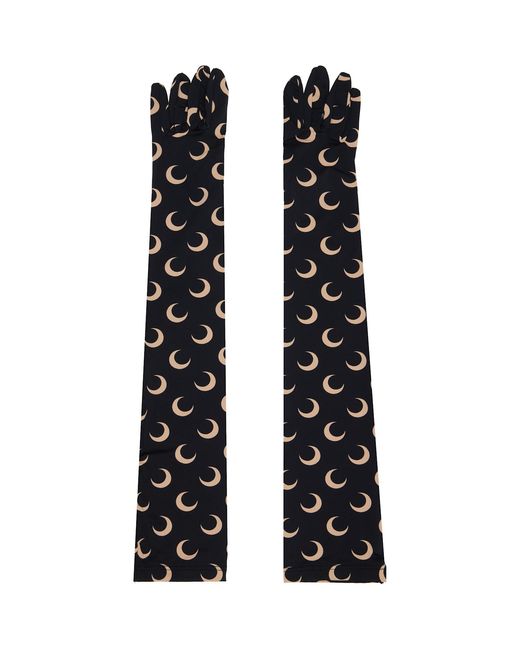 MARINE SERRE Black Recycled Moon Jersey Long Gloves