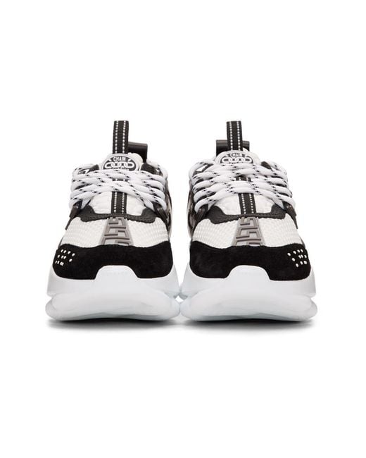 Versace White And Black Mesh Chain Reaction Sneakers | Lyst