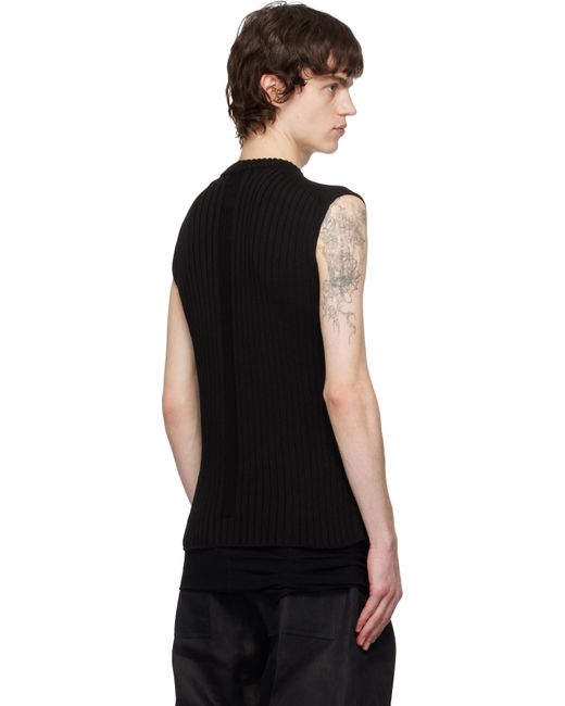 メンズ Rick Owens ブラック Hollywood コットン ニットベスト Black