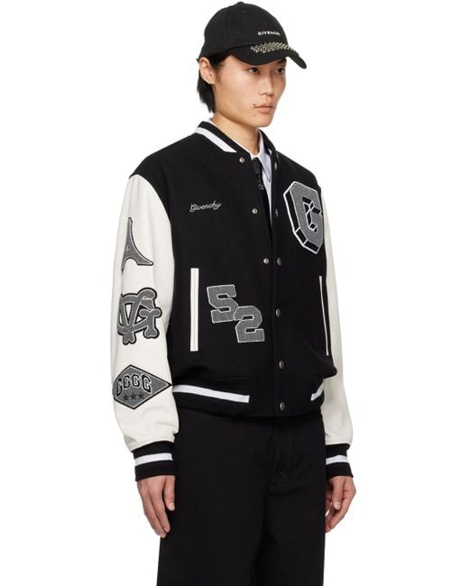 Givenchy Black Embroidered Bomber Jacket for men