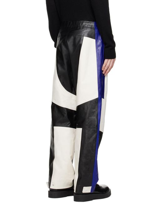 Jil Sander Black & Navy Motocross Leather Pants for men