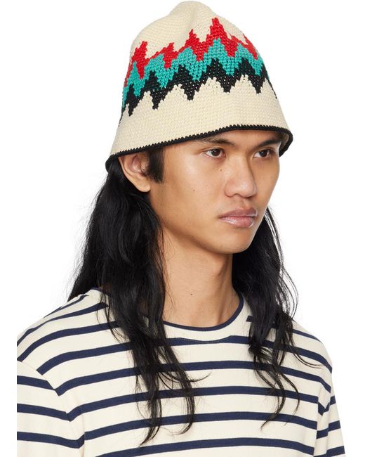 Jil Sander Green Off-white Crochet Bucket Hat for men