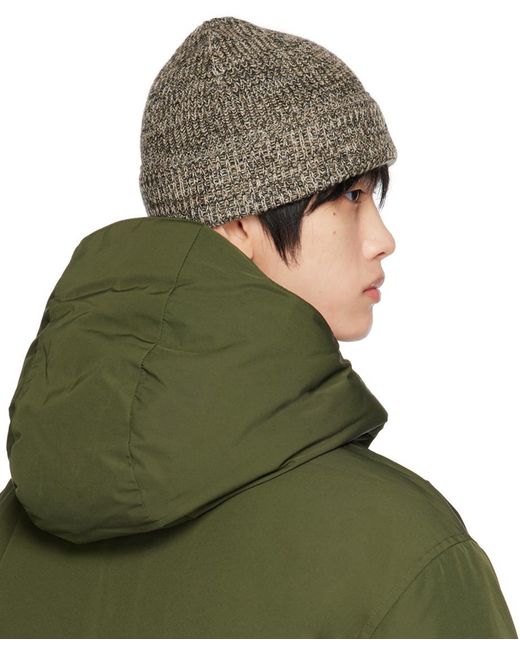 Norse Projects Green Brown & Beige Rib Beanie for men