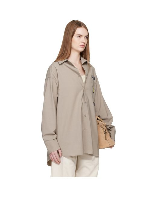 MM6 by Maison Margiela Natural Taupe Tailored Wool-Blend Shirt