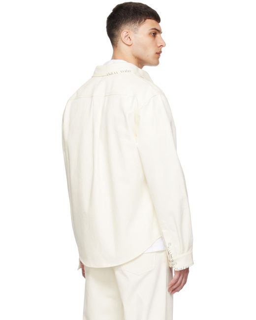 メンズ Marni オフホワイト ロゴ刺繍 シャツ White