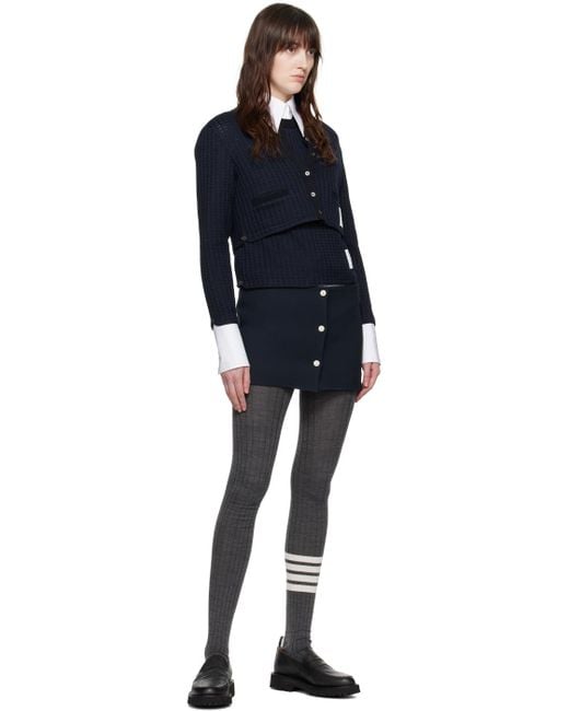 Thom e gilet bleu marine à motif en tricot jacquard Thom Browne en coloris Black