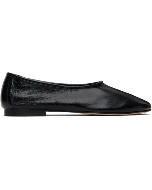 By Far Black Prudence Creased Leather Ballet Flats