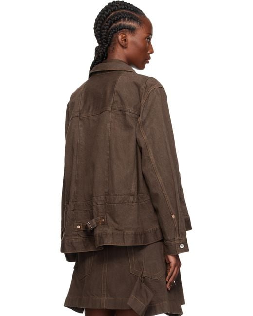Sacai ブラウン タック デニムジャケット Brown