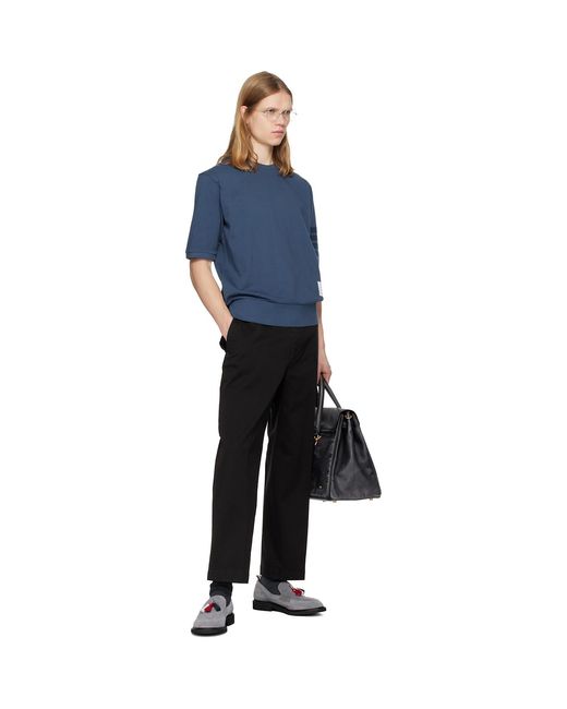 Thom Browne Blue Cotton Jersey 4-Bar T-Shirt for men