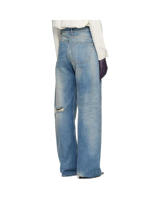 MM6 by Maison Margiela Blue Twist Wide Leg Jeans