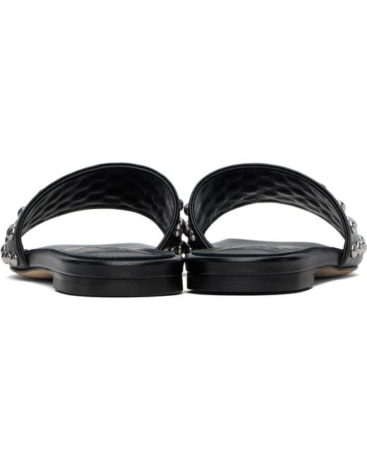 Aeyde Black Anna Studded Leather Sandals
