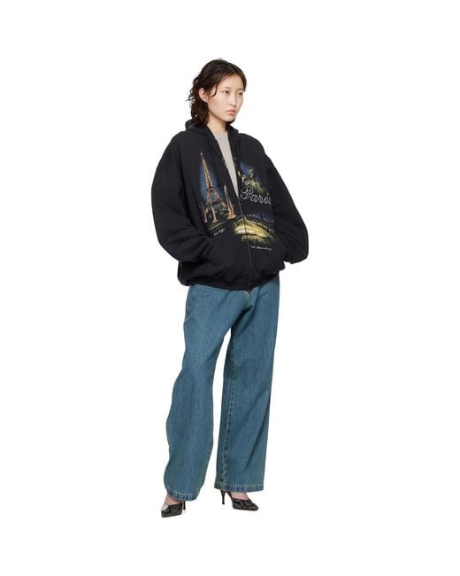 Vetements Blue 'Paris' Tourist Zip Up Hoodie