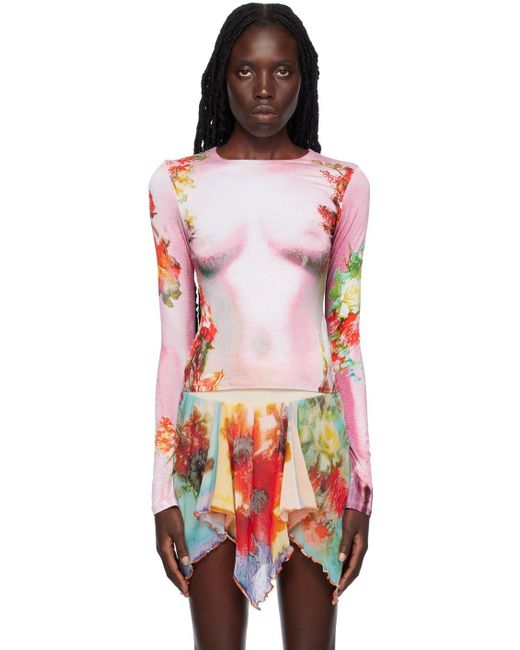 Jean Paul Gaultier Multicolor Pink 'the Pink Body Flower' Long Sleeve T-shirt