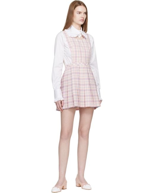 Sandy Liang ピンク Pilot ピナフォア ミニワンピース Black