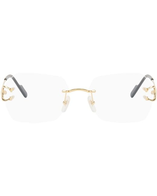 Cartier 'C De Square Rimless Glasses in Black | Lyst UK
