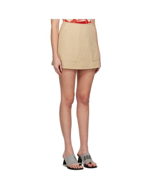 Pushbutton Natural A-Line Miniskirt