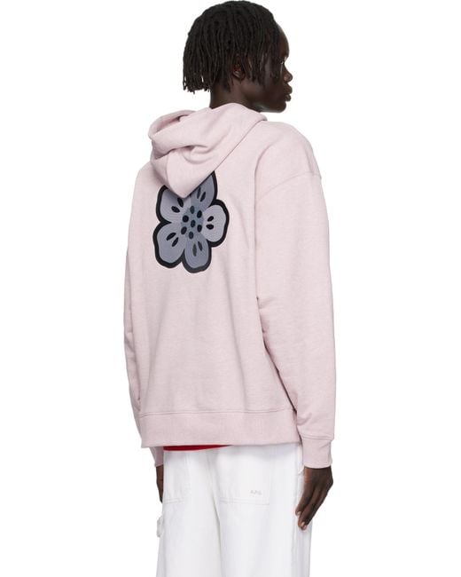 KENZO Pink Paris 'Boke Flower' Embroidered Oversized Hoodie for men