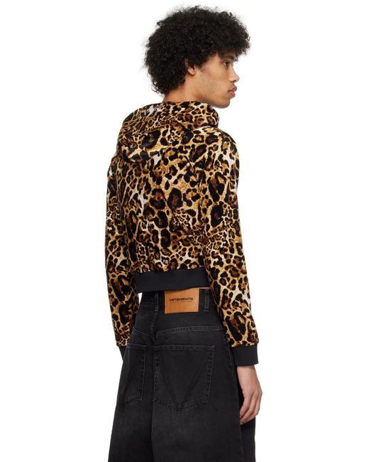Pull à capuche brun à motif léopard Vetements pour homme en coloris Black