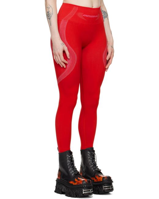 Legging de sport rouge à motifs et logo en tricot jacquard M I S B H V en coloris Red