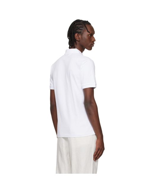 Boss White Stretch-Cotton Slim-Fit Polo for men