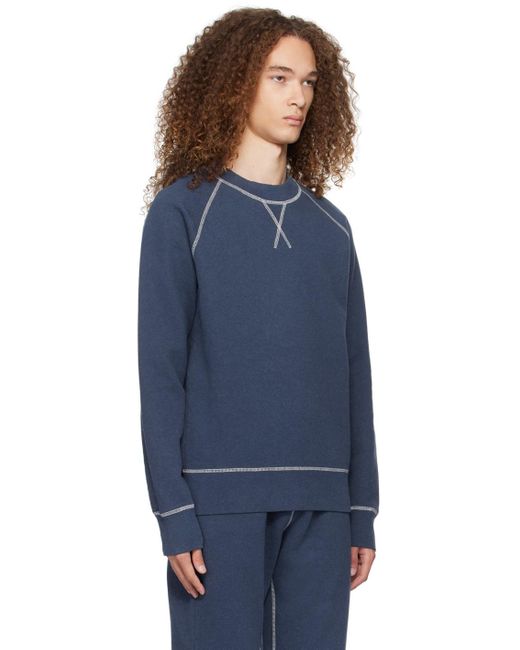 Sunspel Blue Navy Raglan Sweatshirt for men