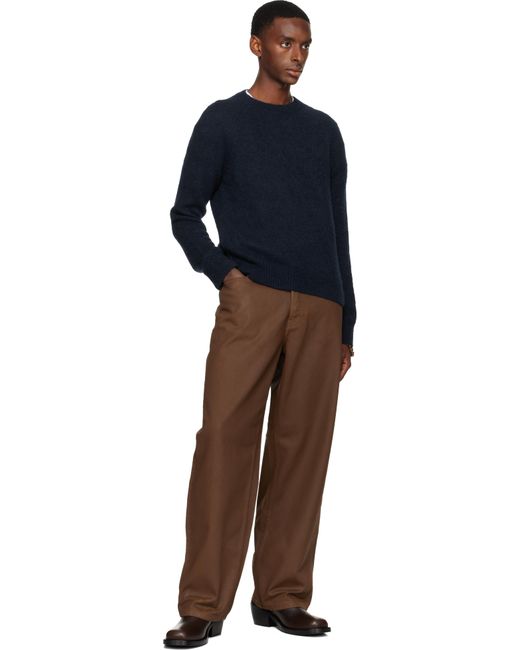 Pull Bleu Marine À Col Ras Du Cou Dries Van Noten pour homme en coloris Blue