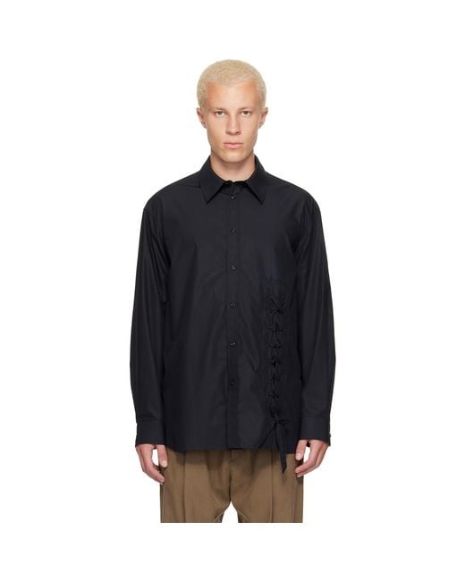 Simone Rocha Black Lace Up Hem Easy Shirt for men