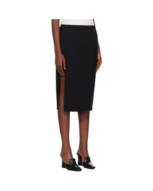 Courreges Black Oblique Tailored Midi Skirt