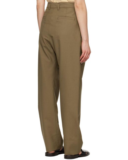 Lemaire Natural Taupe Pleated Trousers