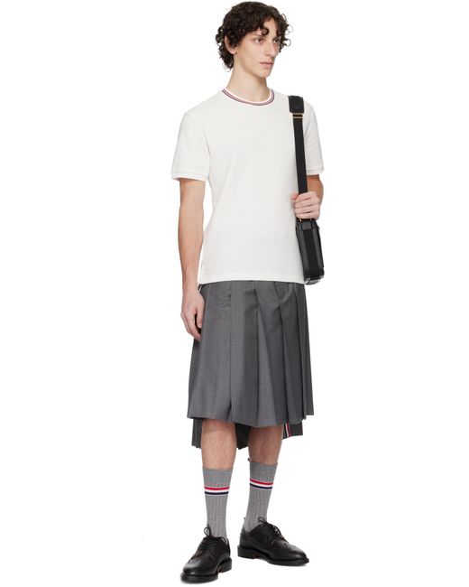 Thom Browne White Off- Cotton Waffle Rib Cuff T-Shirt for men